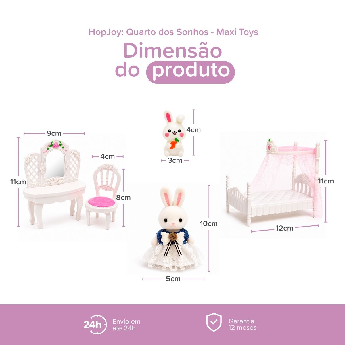 Casinha De Boneca Coelho Kit Moveis Cenarios Hopjoy Maxi Toys - Imagem 18